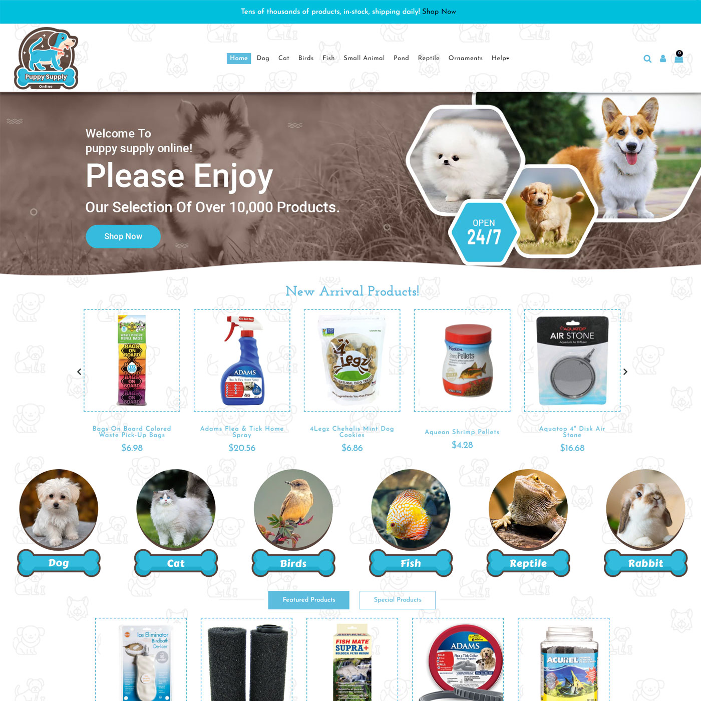 Puppy Supply Online Ecommerce Website for Sale - Ready-Made Pet Supply Store